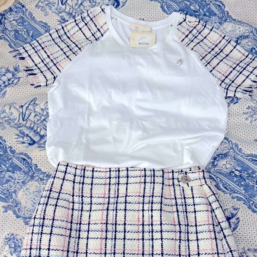 Maje NWT Plaid Skort and Tee Set